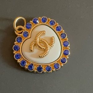 COPY - Zipper pull stamped designer  Heart Pendant with rhinestone